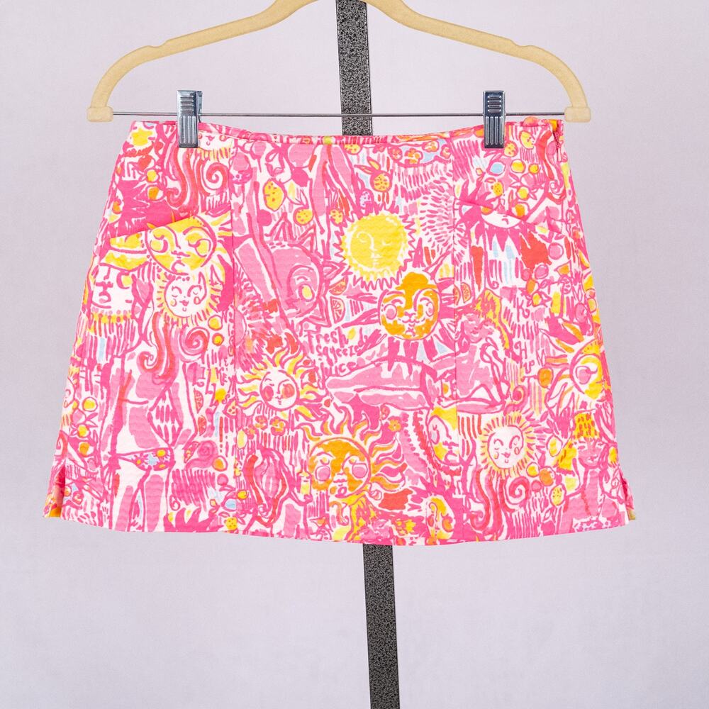 Lilly Pulitzer Tiki Stand Skort SZ 0 Colorful Tropical Beach Vibrant Pink 23577